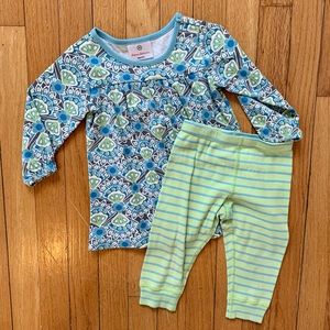 Hanna Andersson 18-24mo Floral/Stripe Set Tunic/Pants